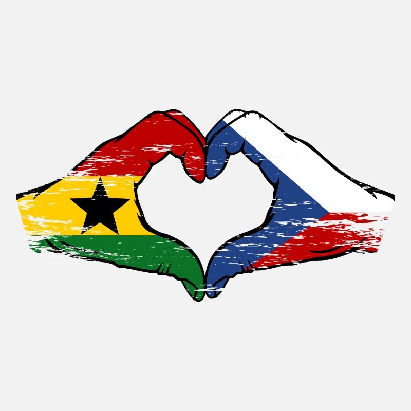 Ghana République tchèque drapeau mains forme de coeur utilisé