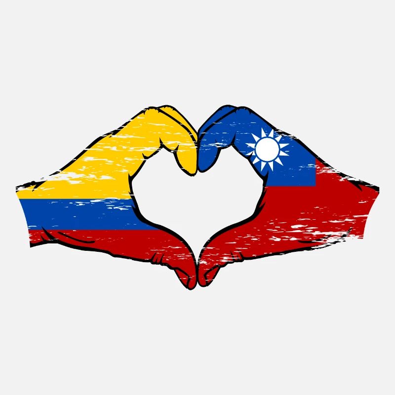 Colombie Taïwan drapeau mains forme de coeur utilisé