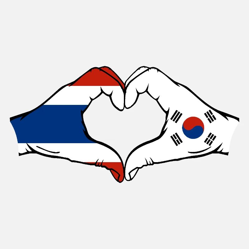 Thaïlande Corée du Sud Drapeau Mains Coeur Forme