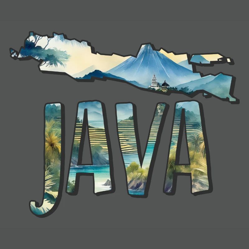 Carte aquarelle Java