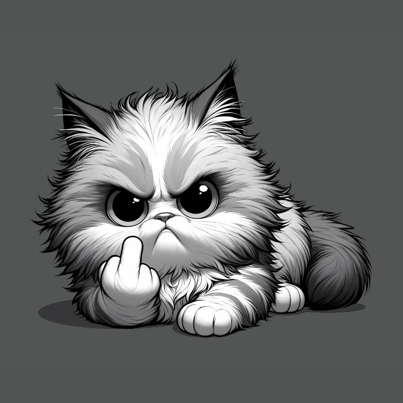 Grumpy Katze mit frechem Mittelfinger