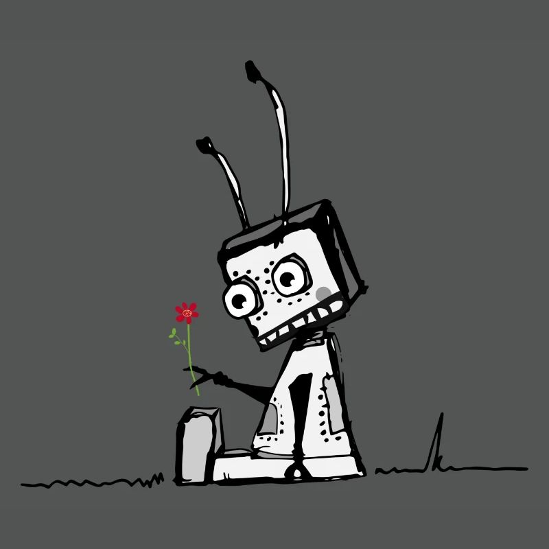 Roboter mit einer Blume