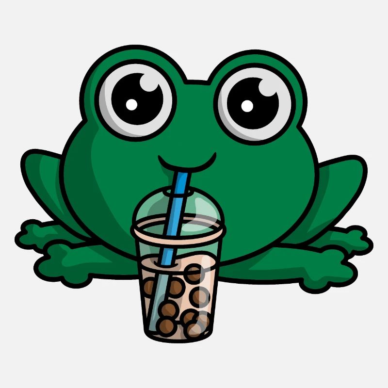 Bubble Boba Tea Drinking Frog Anime Kawaii Toad