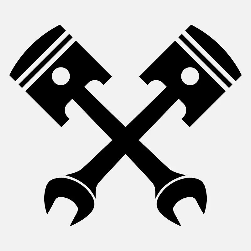 Crossed piston key emblem