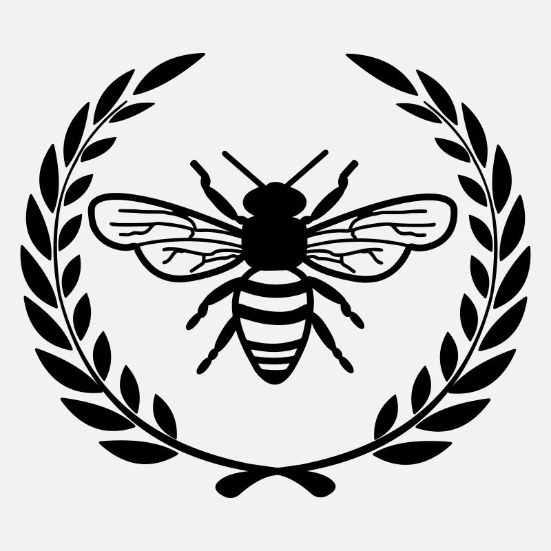 Bee in laurel wreath