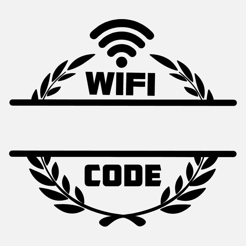 Code wifi dans une couronne de laurier avec barre de texte vierge