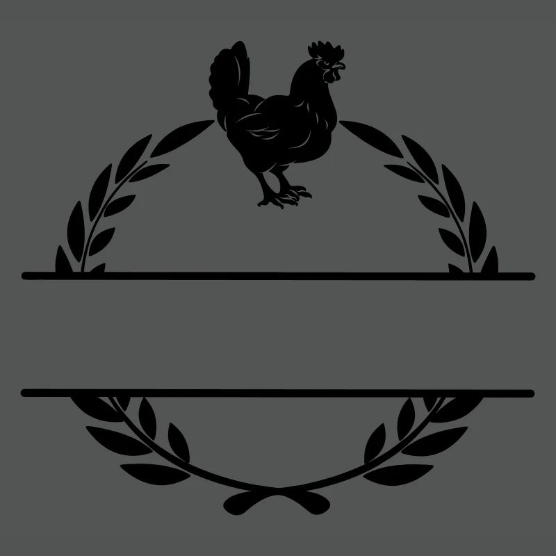 Schwarzes Huhn im Lorbeerkranz-Monogramm