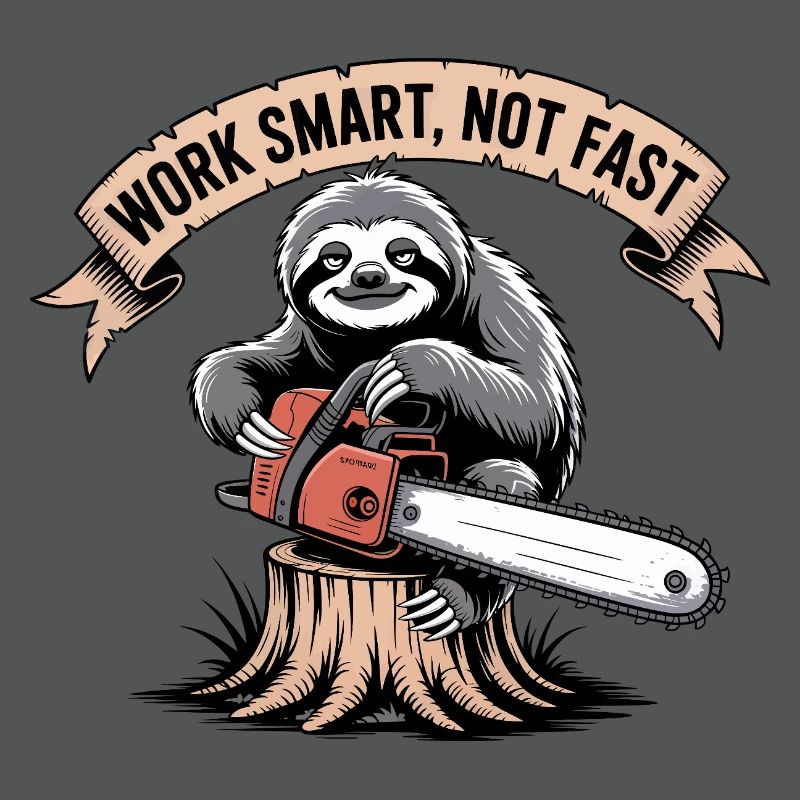 Work Smart Not Fast Sloth Chainsaw