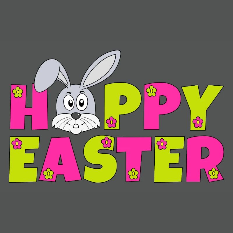 Happy Easter Easter Flowers Rabbit Hoppy Easter