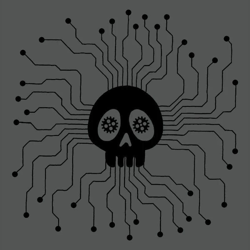 Black microprocessor skull