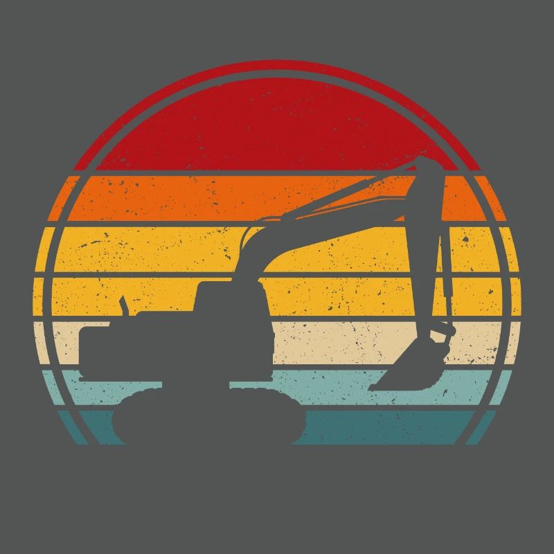 Retro Excavator Excavator Driver Construction Site Construction Worker