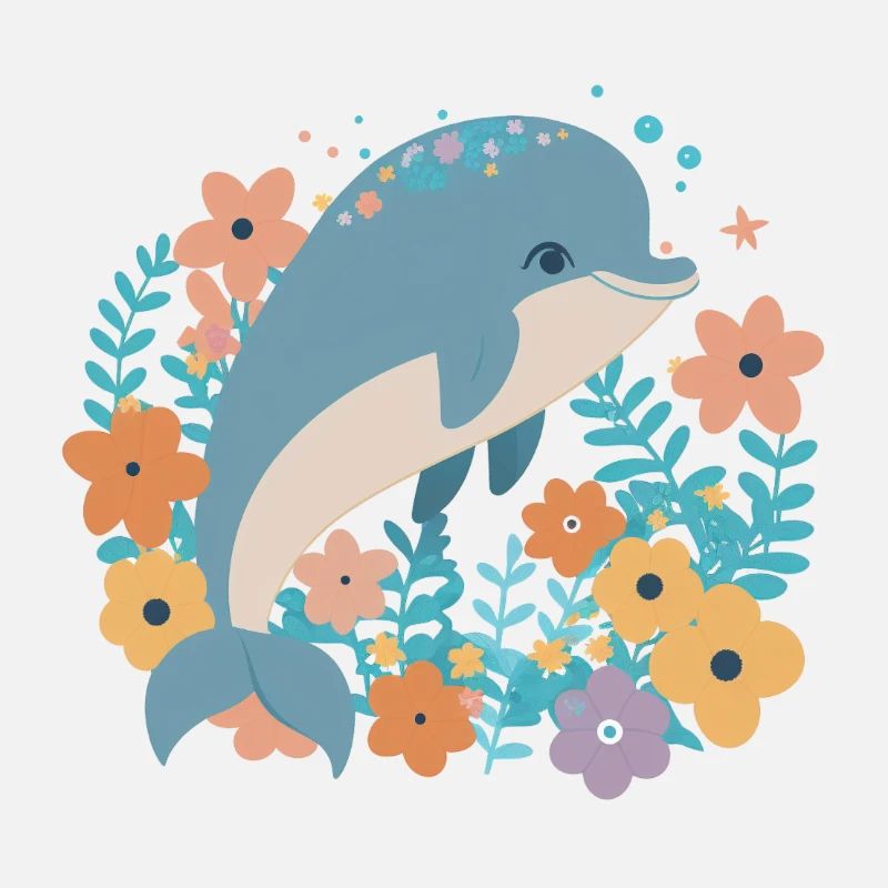 Charmant dauphin dans la mer de fleurs 2