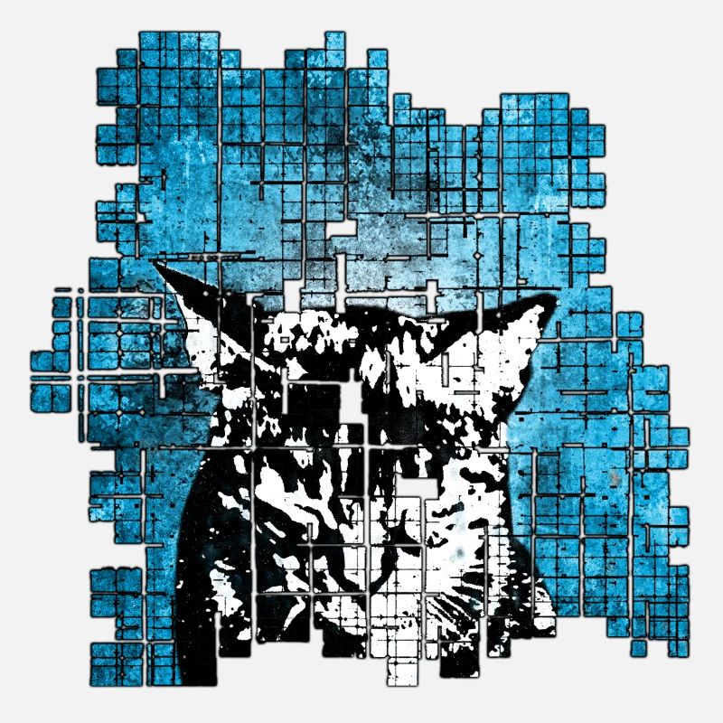 Portrait de chat de style graffiti avec explosion bleue