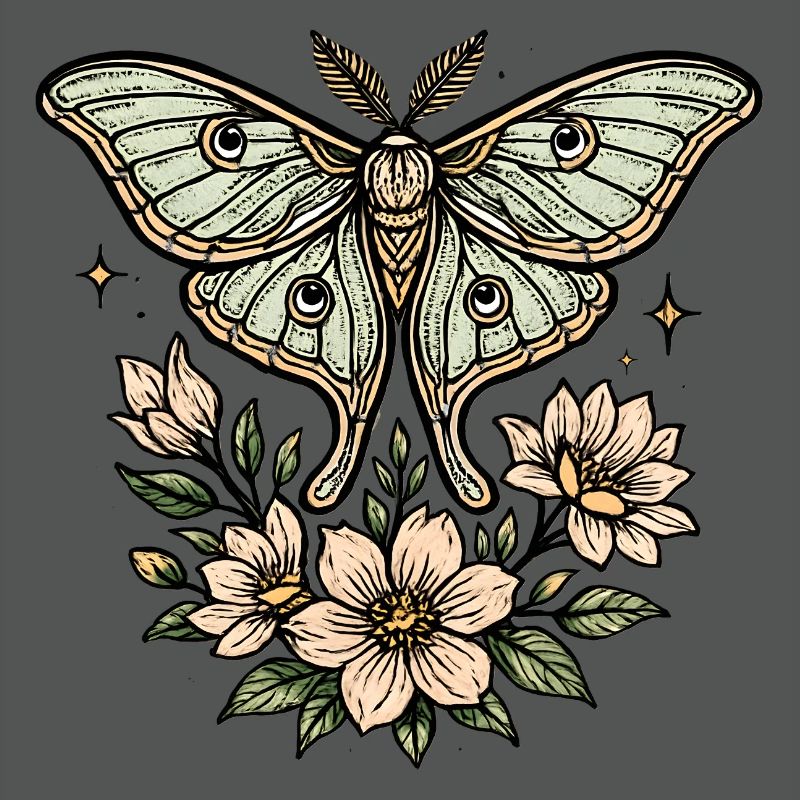 Moth with flower bouquet