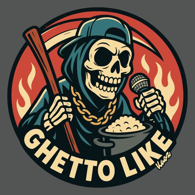 Skeleton with Microphone and Ghetto Like