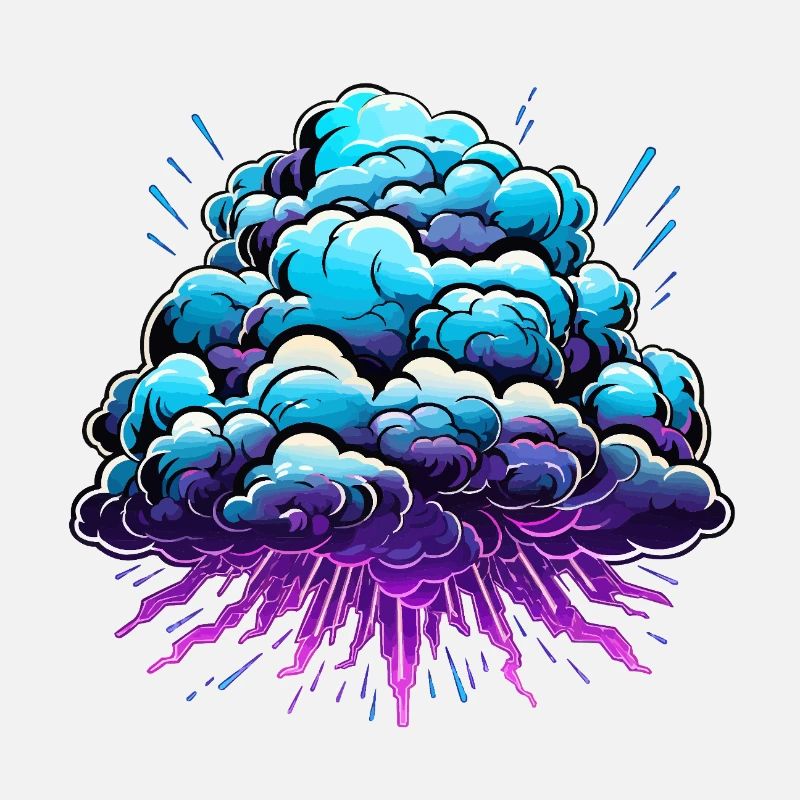 Blue Cloud Pop Neon Burst