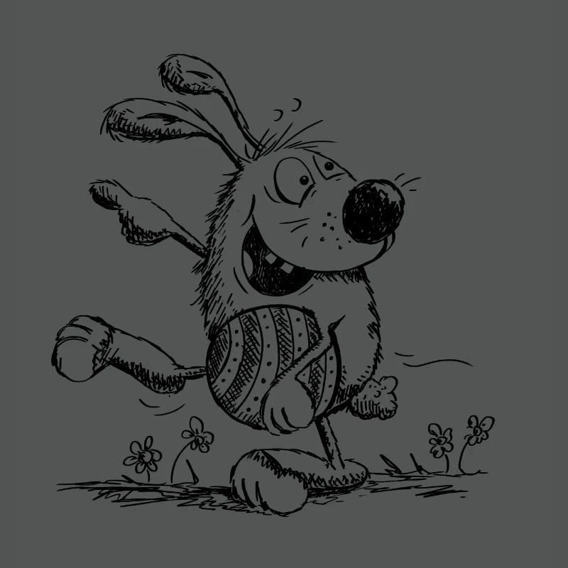Funny easter bunny with easter egg - easter