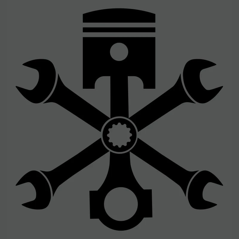 Engine piston screw wrench emblem crossed