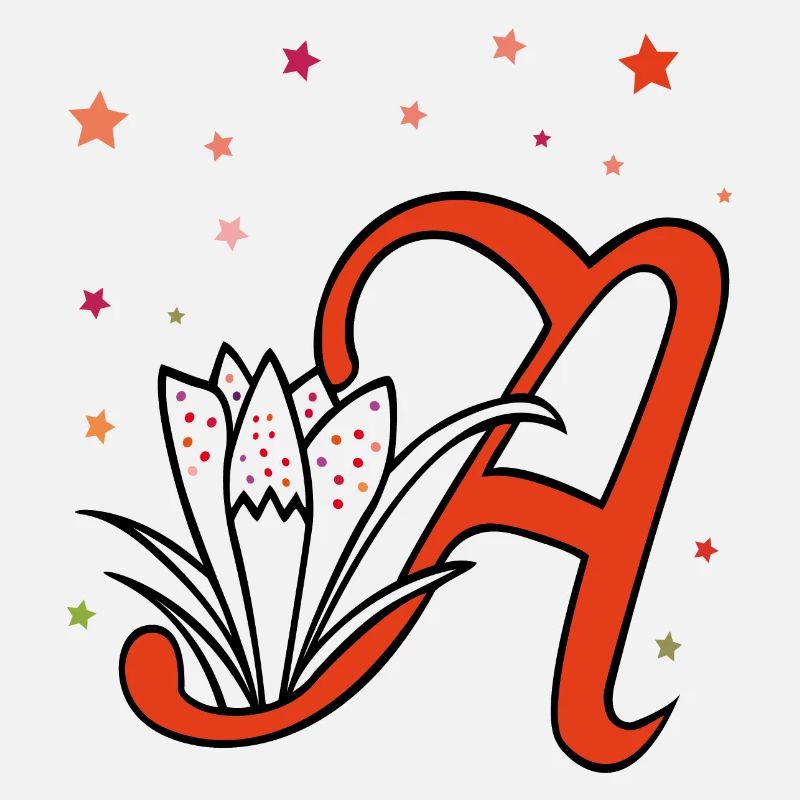 Lettre, initiale, fleur