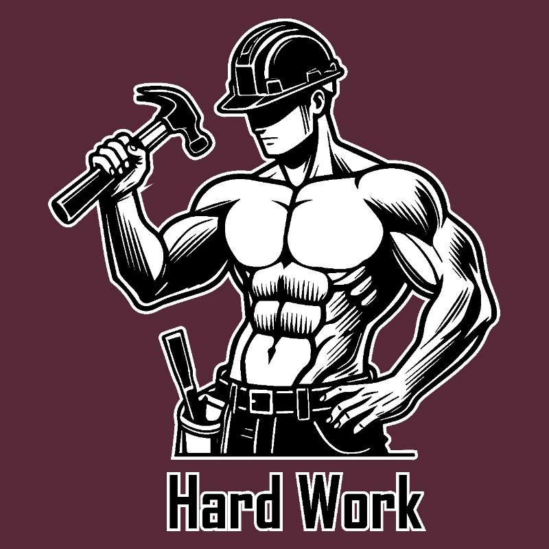 Topless construction worker - Hard Work Design