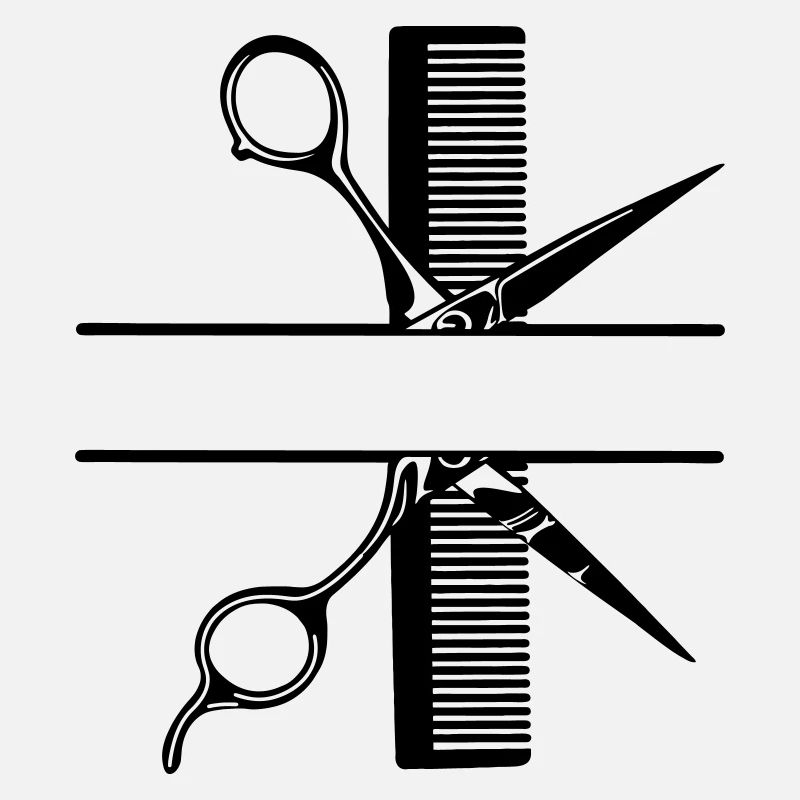 Schere mit Kammtextbanner