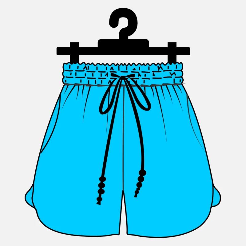 Blaue Sportshorts oder Jogginghosen an der Kleidung h