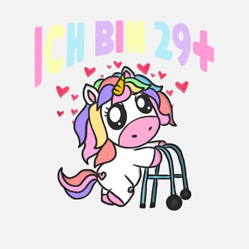 Damen Ich bin 29+ Einhorn mit Rollator Geschenk