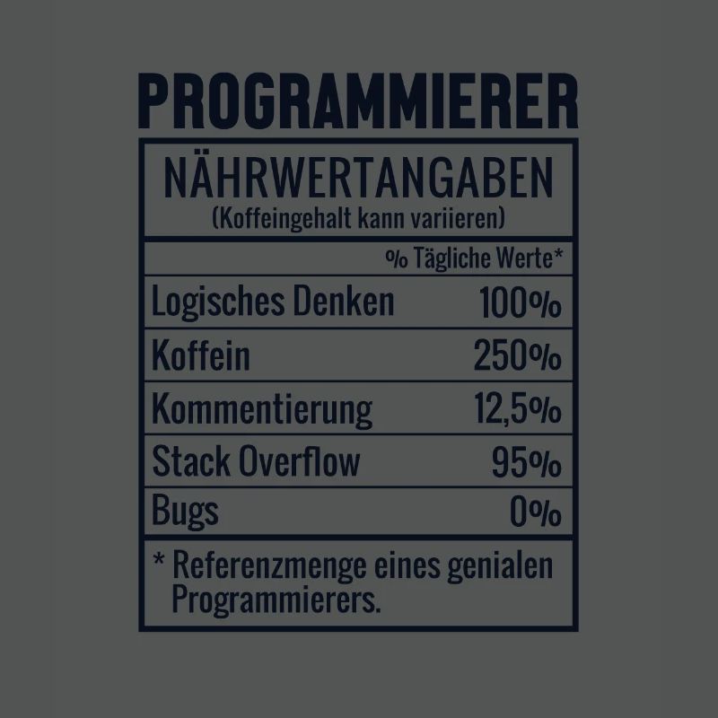 Programmierer Nährwertangaben Developer Coder