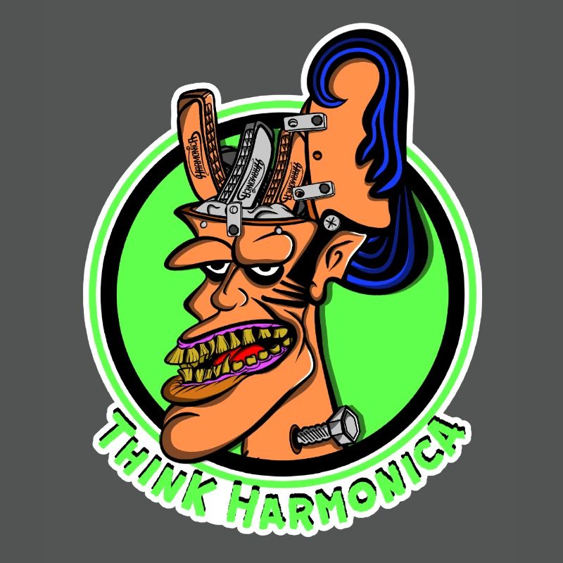 Harmonica style Rat Fink harmonica player
