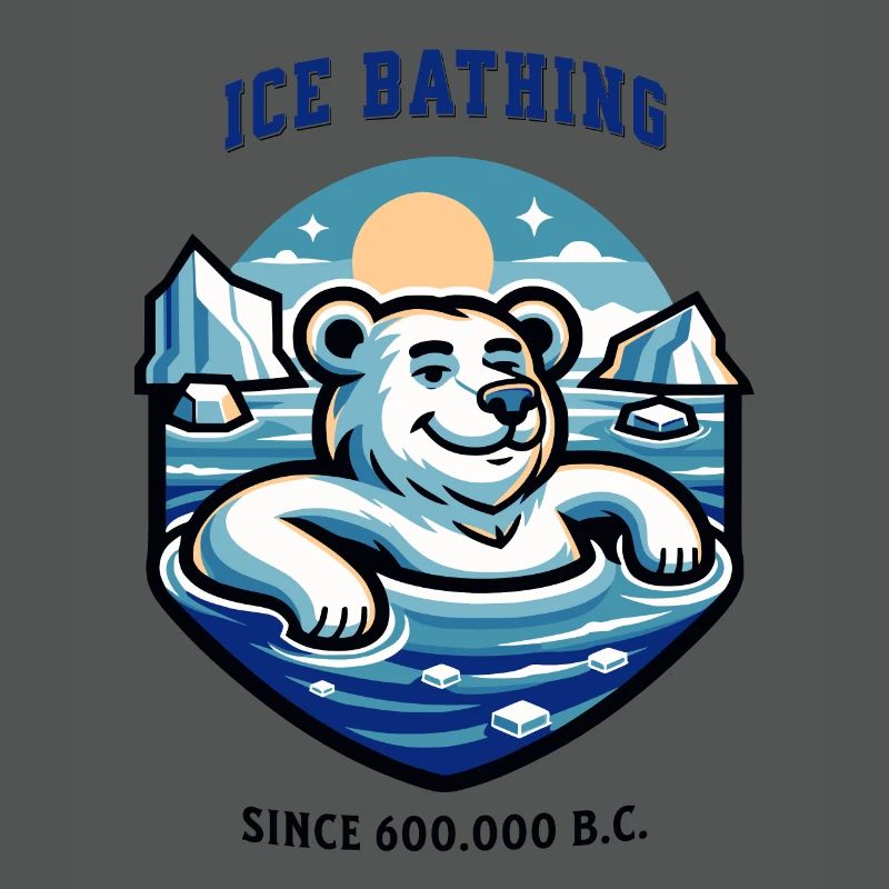 relaxter Eisbär beim Eisbaden lustiger Spruch