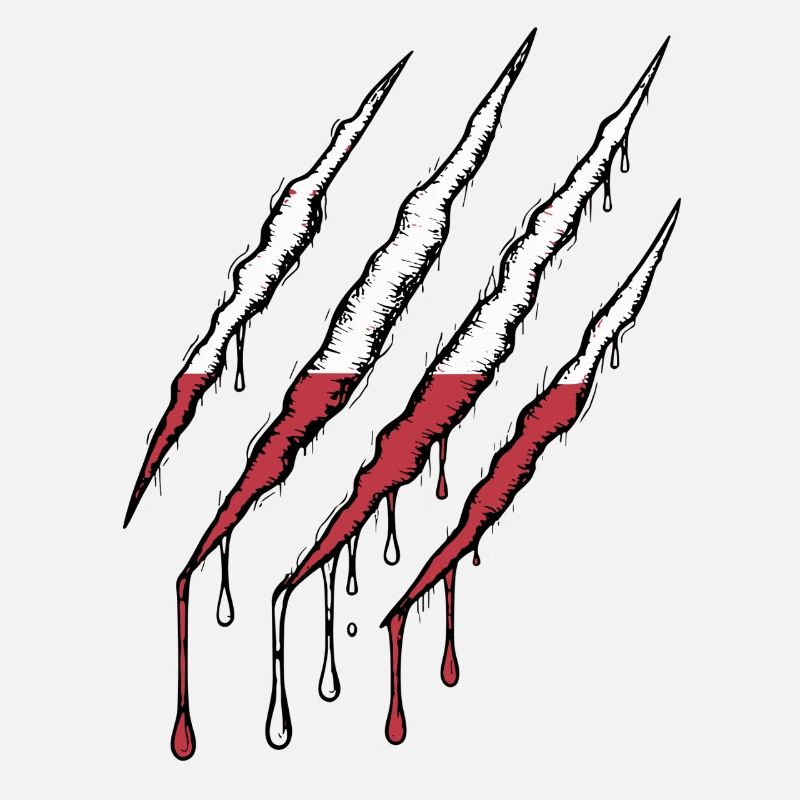 Pologne Drapeau Griffe Grunge Polska Scratch Trace