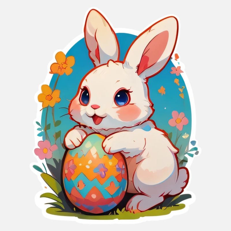 Easter bunny childlike with egg
