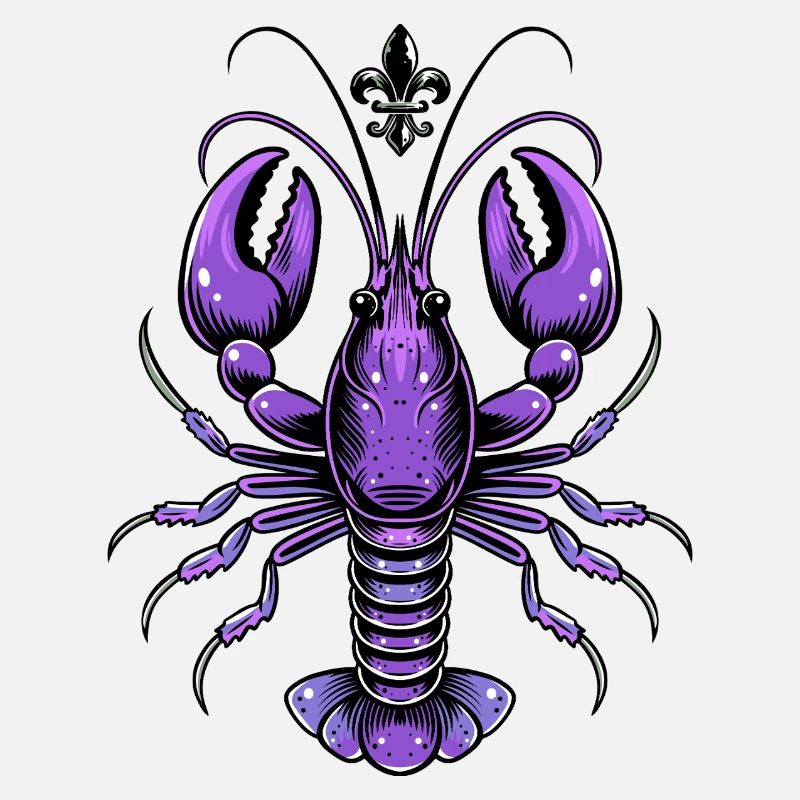 Mardi Gras crawfish with fleur-de-lis design