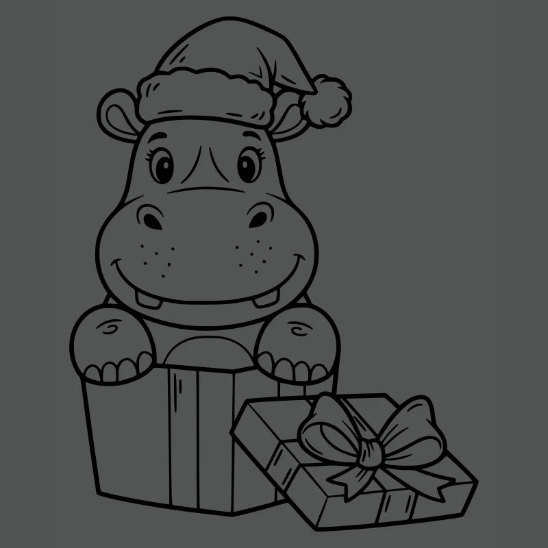 Weihnachts-Nilpferd mit Geschenken