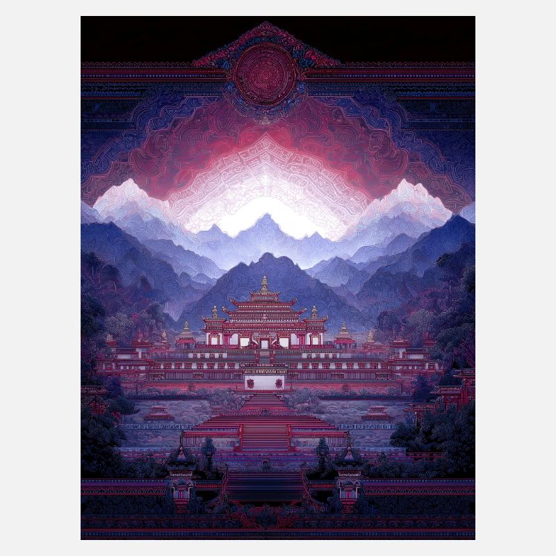 Psy Art - Pagode in Berglandschaft