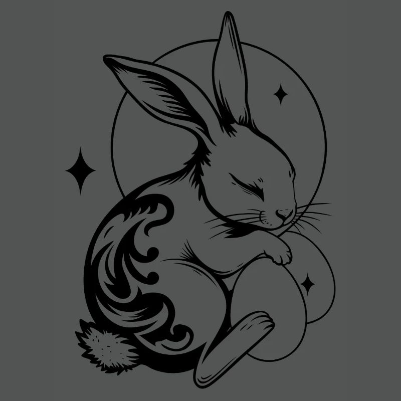 Sleeping Easter Bunny with Tribal and Eggs