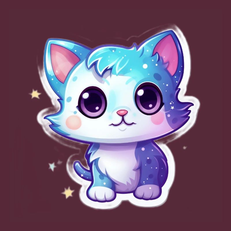 Mignon chat de dessin animé flottant dans l’espace