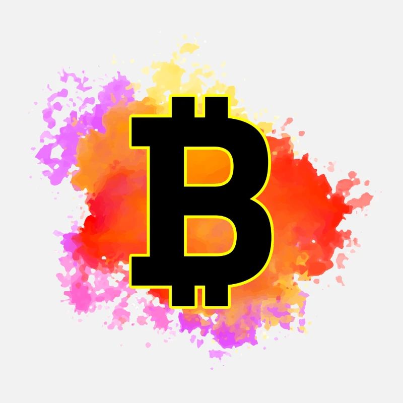 Buntes Bitcoin Design – Krypto Splash Art
