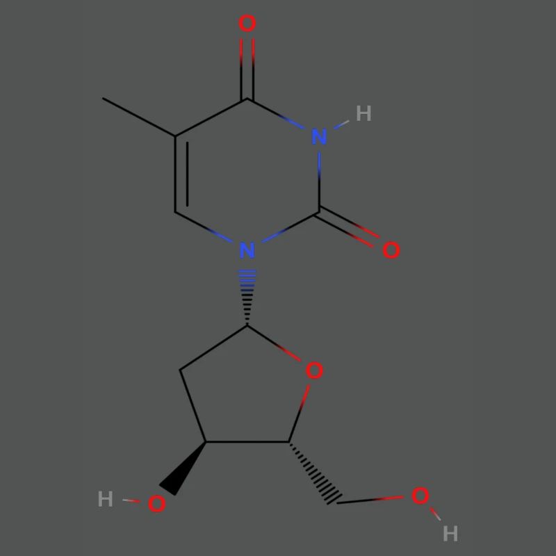 Molécule de thymidine - Formule structurale colorée