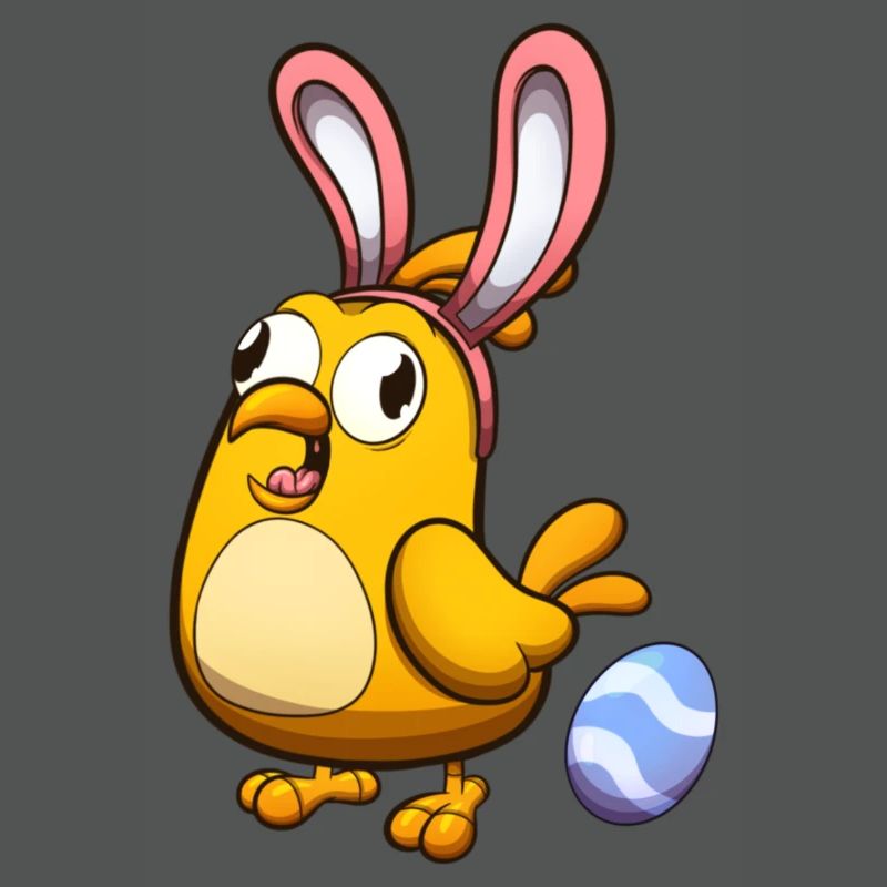 Cute Little Easter Chick With Rabbit Ears