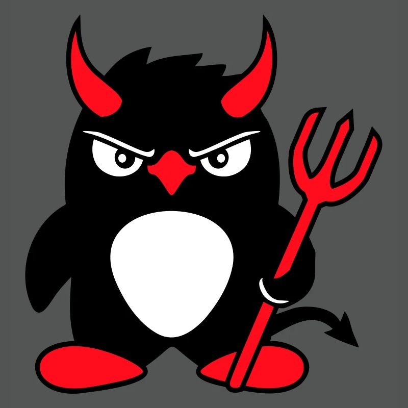 Penguin Devil Horns Trident Hell Evil Satan