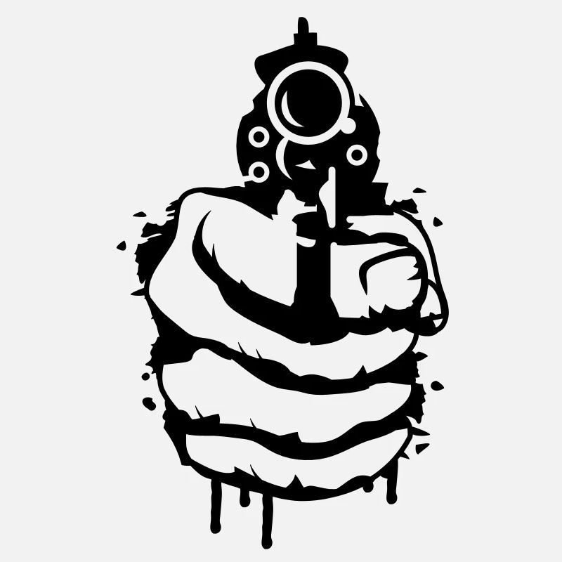 Un revolver dans sa main comme un graffiti