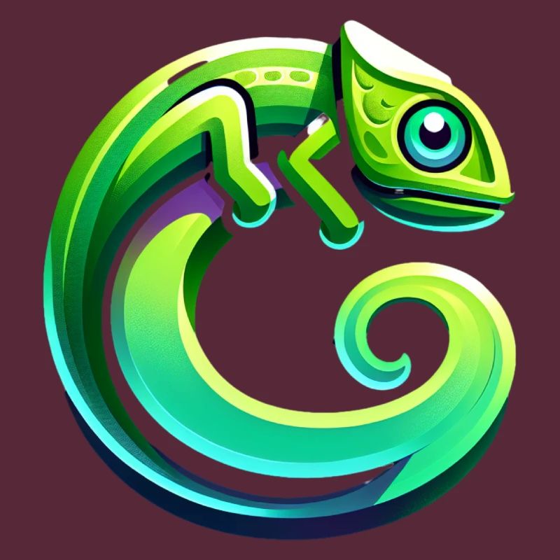 Caméléon coloré avec queue incurvée