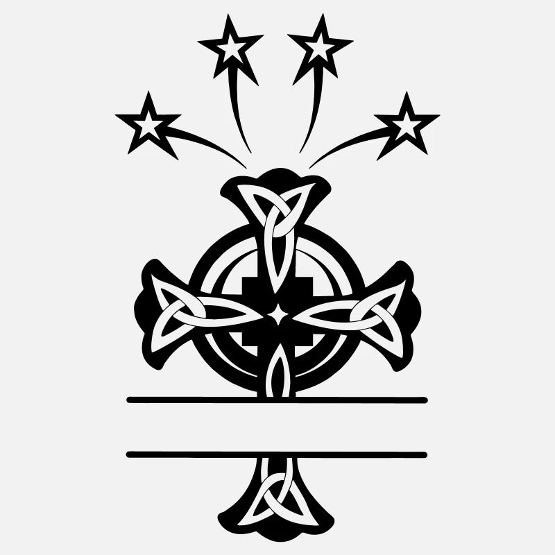 Celtic cross monogram four stars