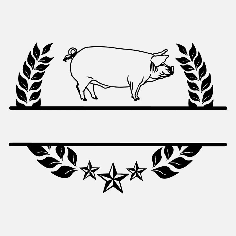 Cochon transparent dans une couronne de laurier.