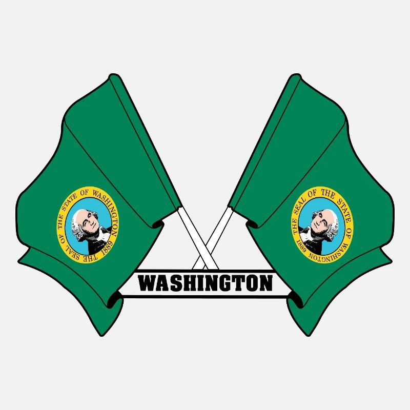 Deux drapeaux texte WASHINGTON