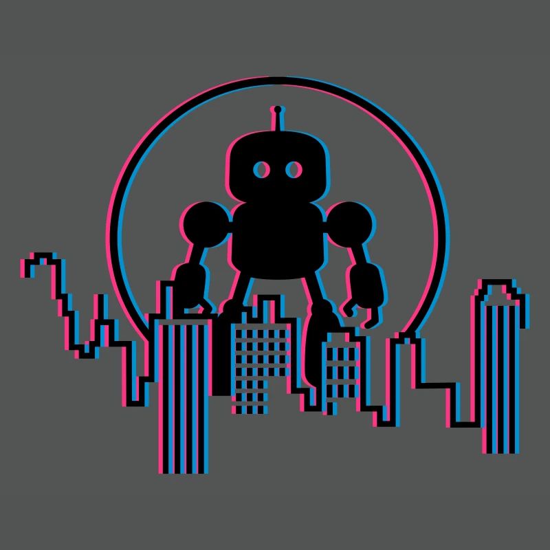 Robot City Skyline – 3D Sci-Fi Future Design