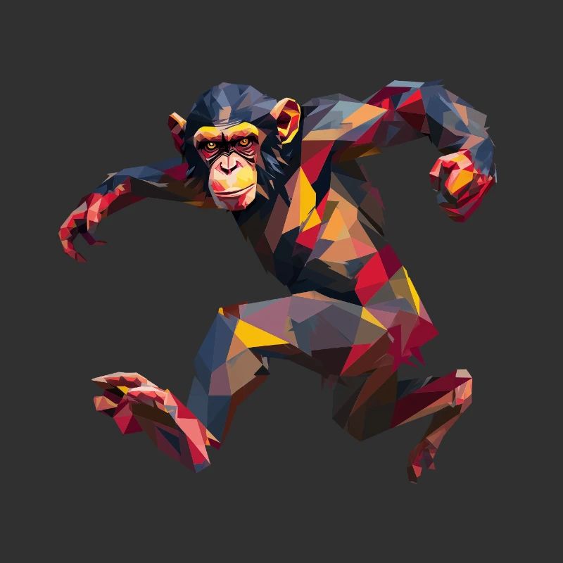 Conception de logo Low Poly Chimpanzee Sprint