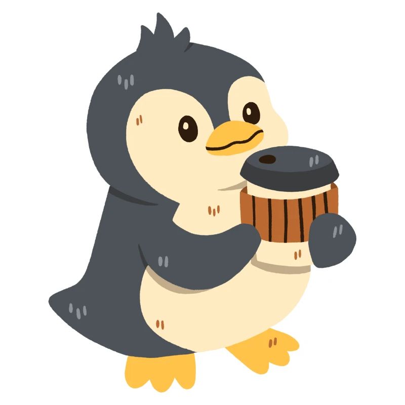 Pinguin mit Kaffee