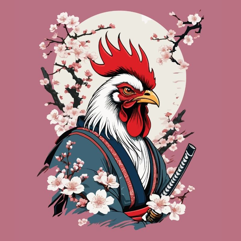 Vintage Hahn Samurai Ukiyo-E Style Design